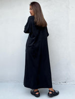 MALA handworks Alice Jersey Cotton Kaftan in Black with Hand Batik Tiger Design