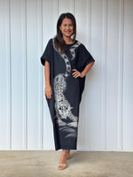 MALA handworks Alice Jersey Cotton Kaftan in Black with Hand Batik Tiger Design