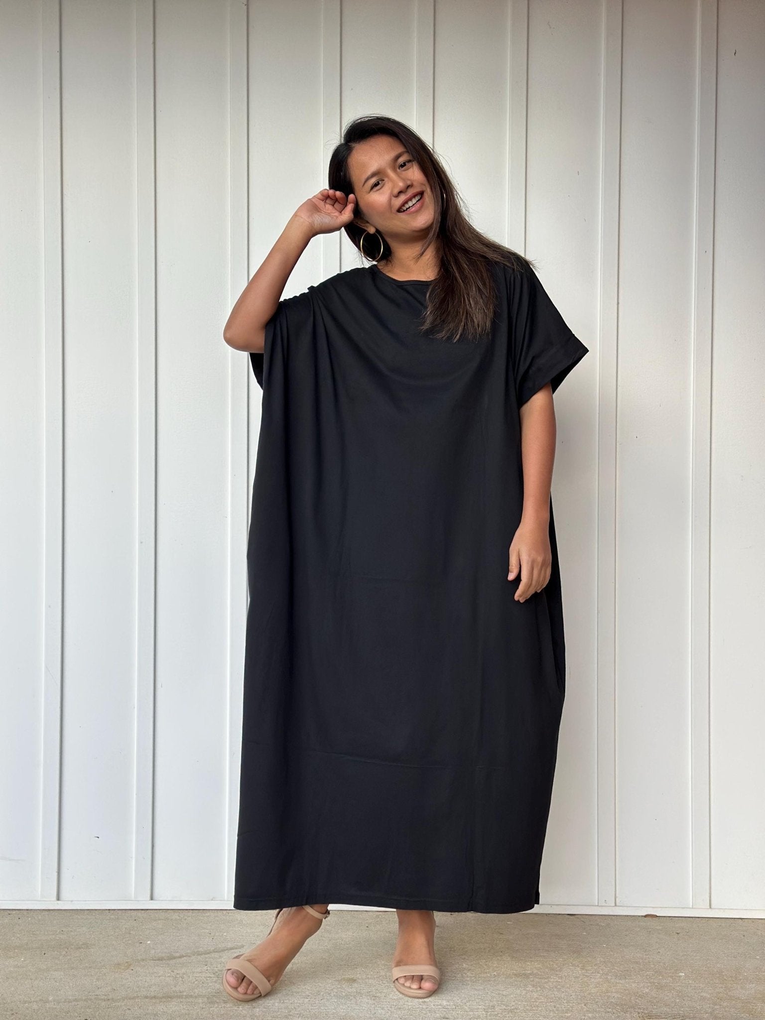 MALA handworks Alice Jersey Cotton Kaftan in Black