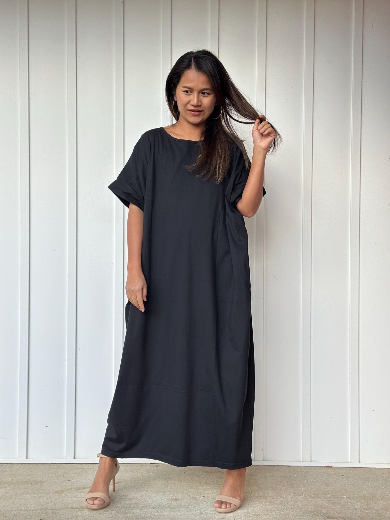 MALA handworks Alice Jersey Cotton Kaftan in Black
