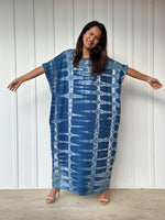 MALA handworks Alice Jersey Cotton Kaftan in Blue and White Tie Dye