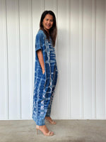 MALA handworks Alice Jersey Cotton Kaftan in Blue and White Tie Dye