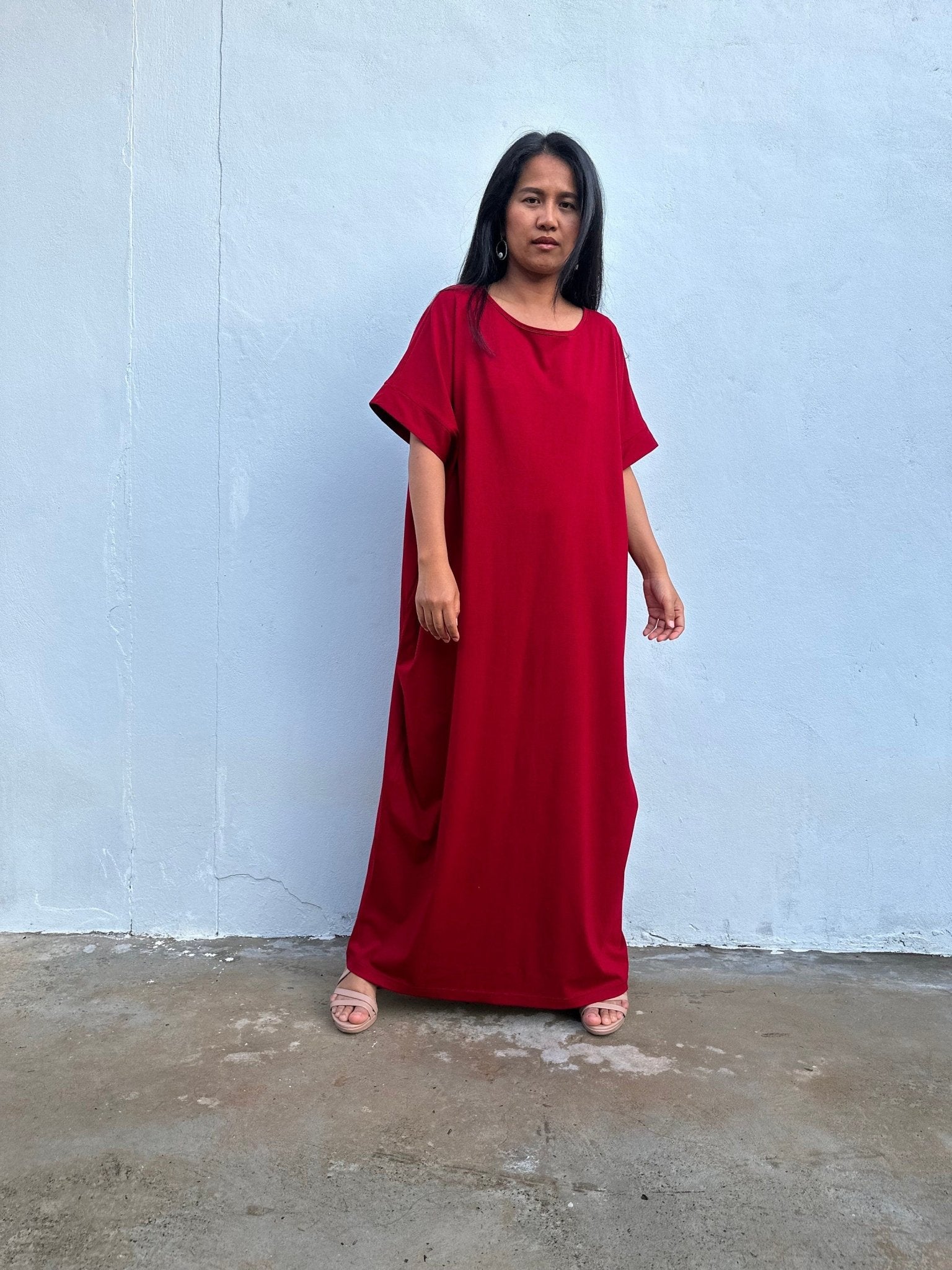 MALA handworks  Alice Jersey Cotton Kaftan in Cherry