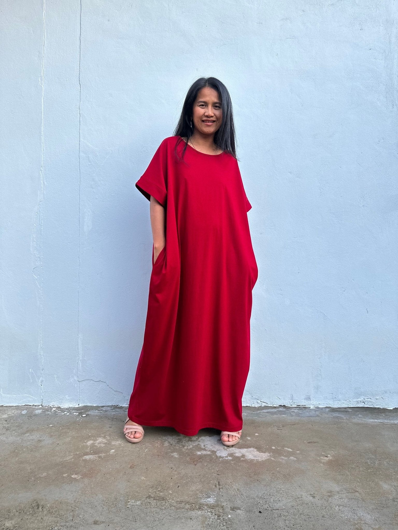 MALA handworks  Alice Jersey Cotton Kaftan in Cherry