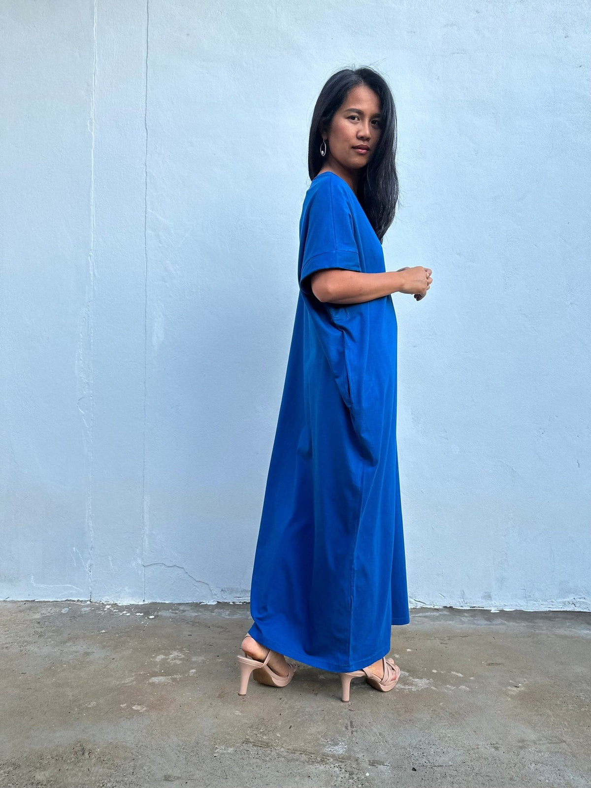 MALA handworks Alice Jersey Cotton Kaftan in Cornflower Blue