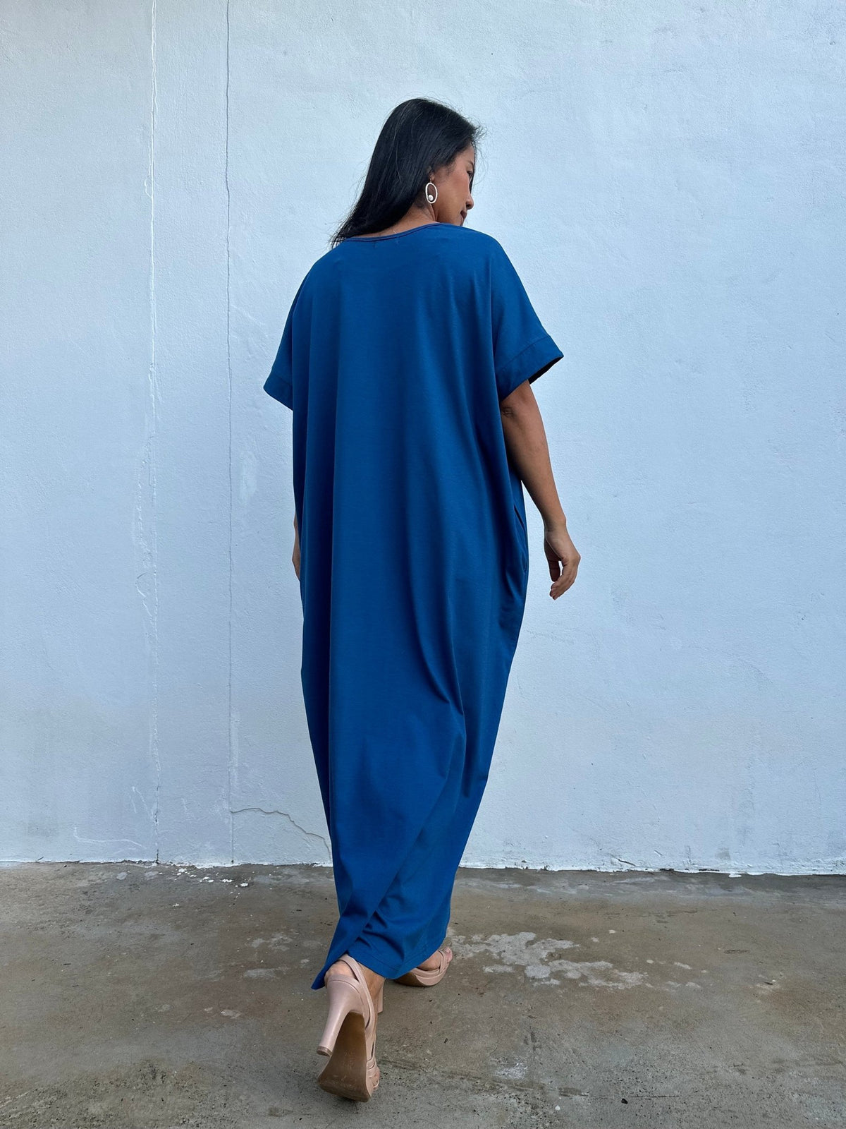 MALA handworks Alice Jersey Cotton Kaftan in Cornflower Blue