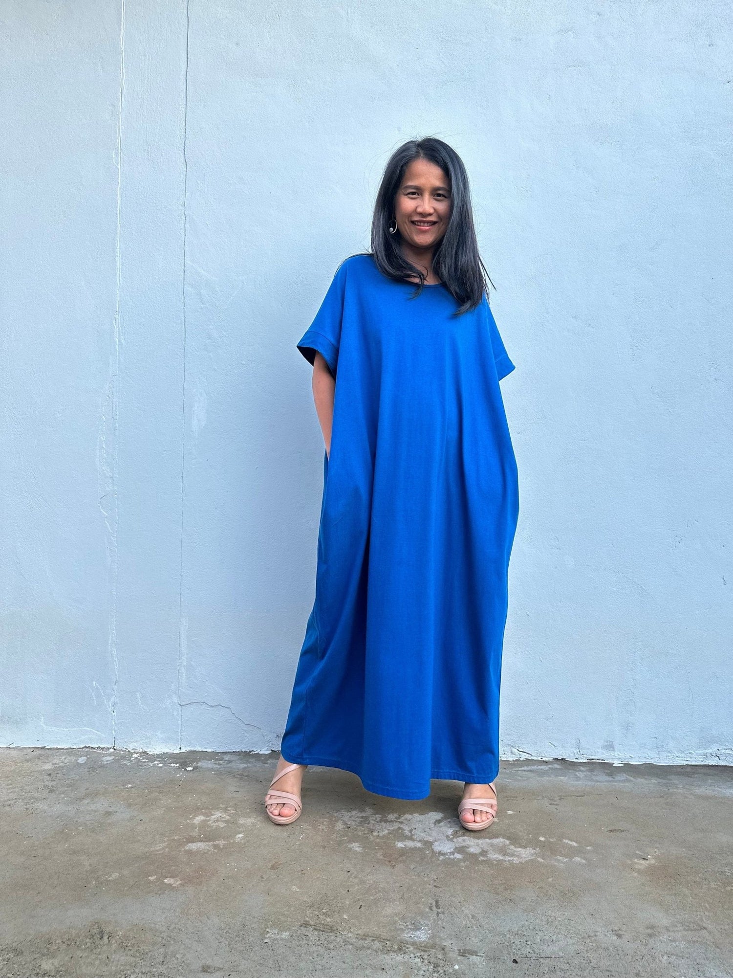 MALA handworks Alice Jersey Cotton Kaftan in Cornflower Blue