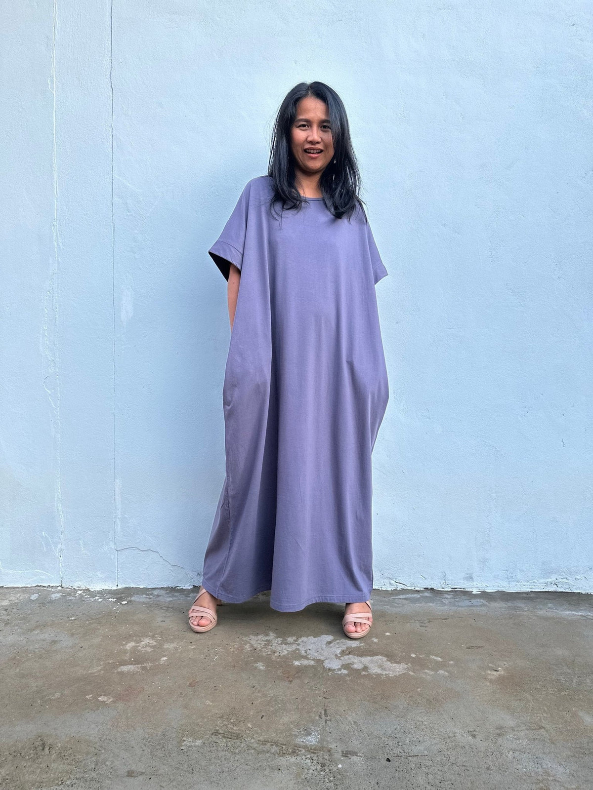 MALA handworks Alice Jersey Cotton Kaftan in Dark Gray