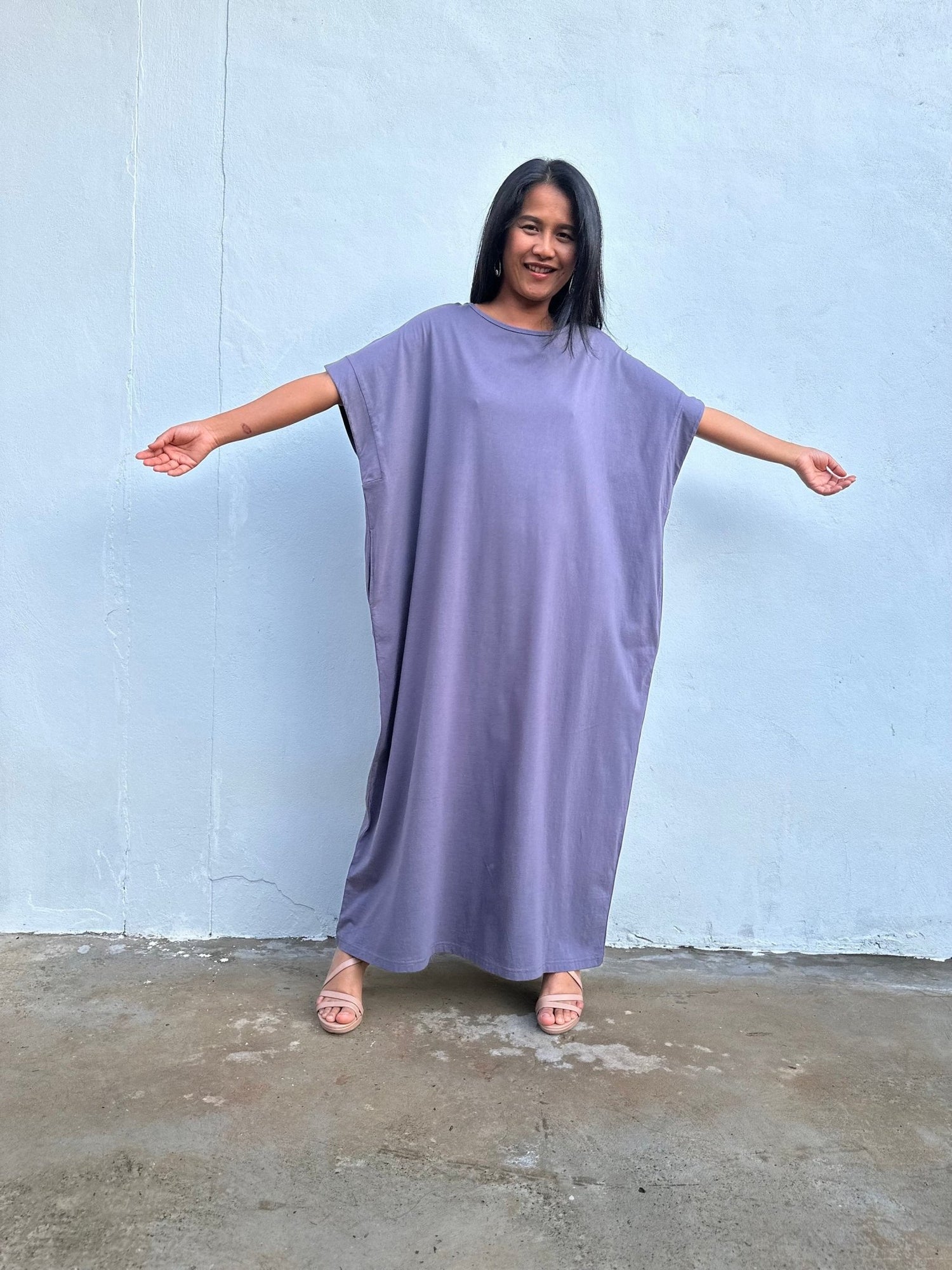 MALA handworks Alice Jersey Cotton Kaftan in Dark Gray
