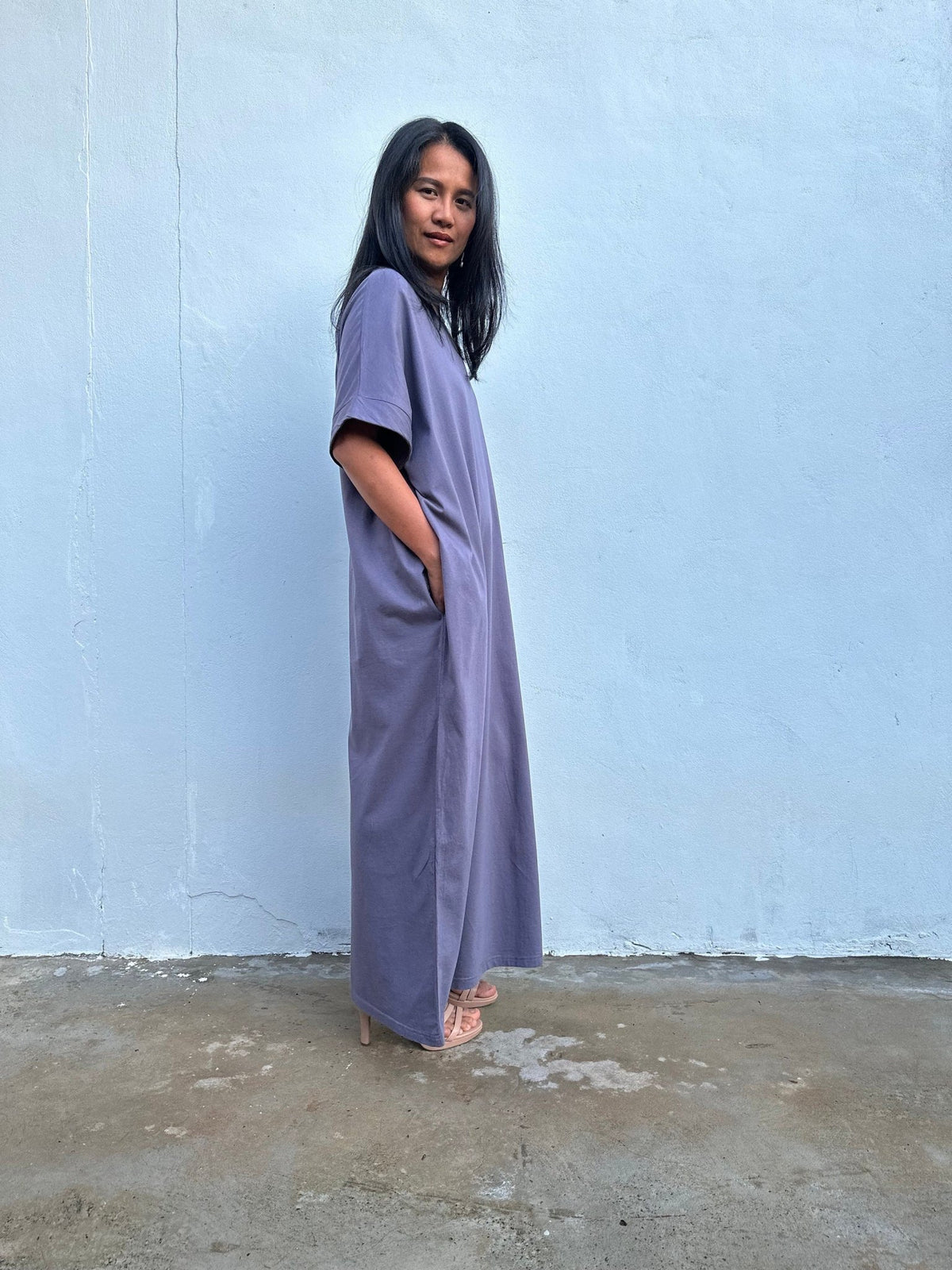 MALA handworks Alice Jersey Cotton Kaftan in Dark Gray