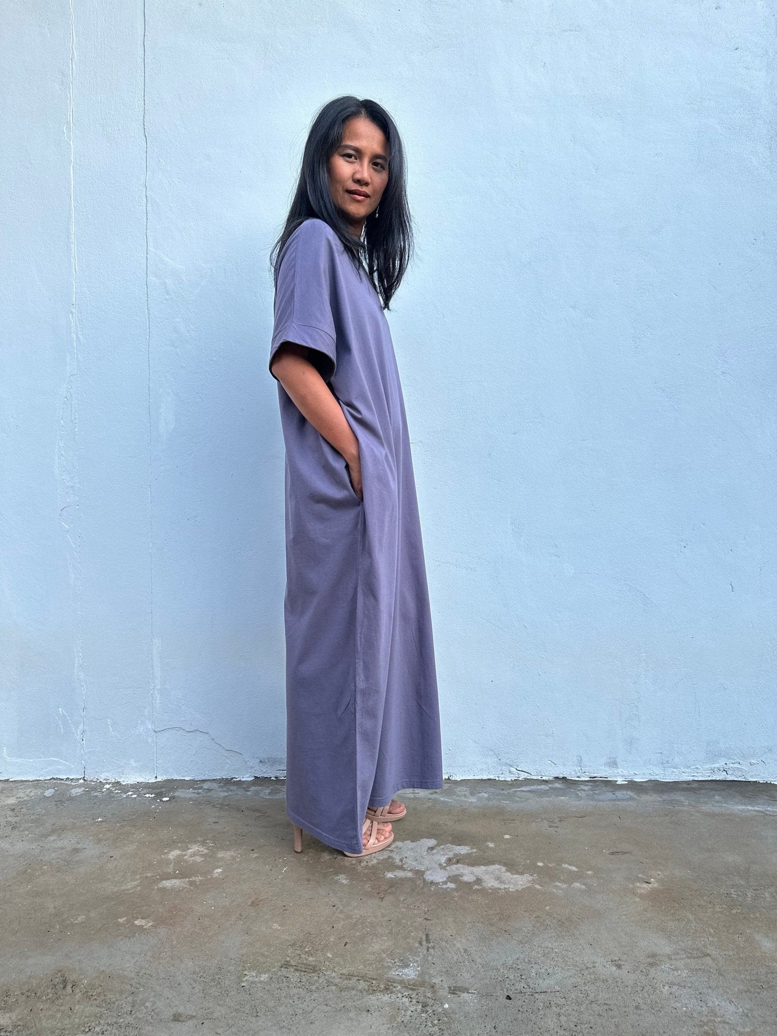 MALA handworks Alice Jersey Cotton Kaftan in Dark Gray
