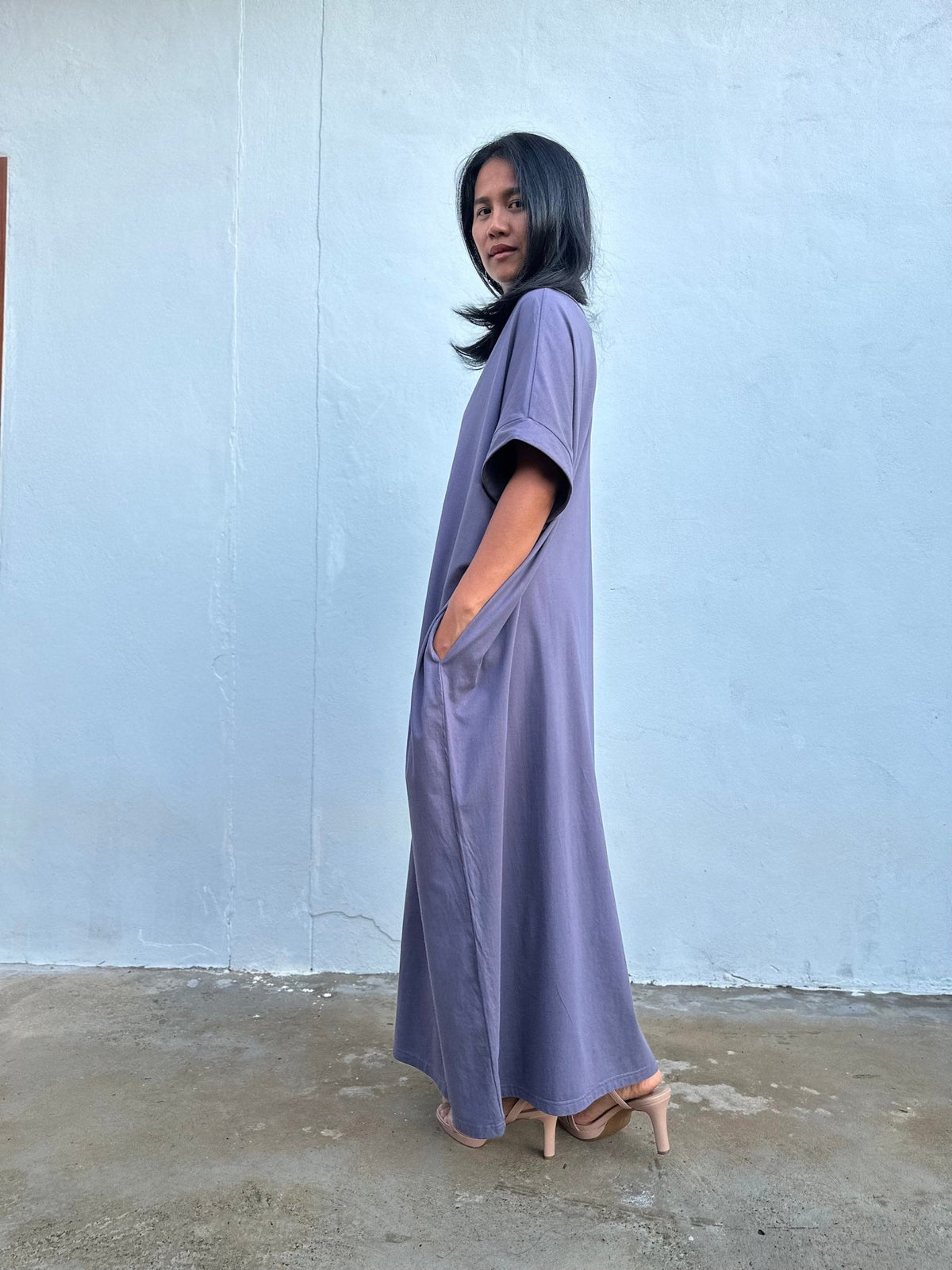 MALA handworks Alice Jersey Cotton Kaftan in Dark Gray