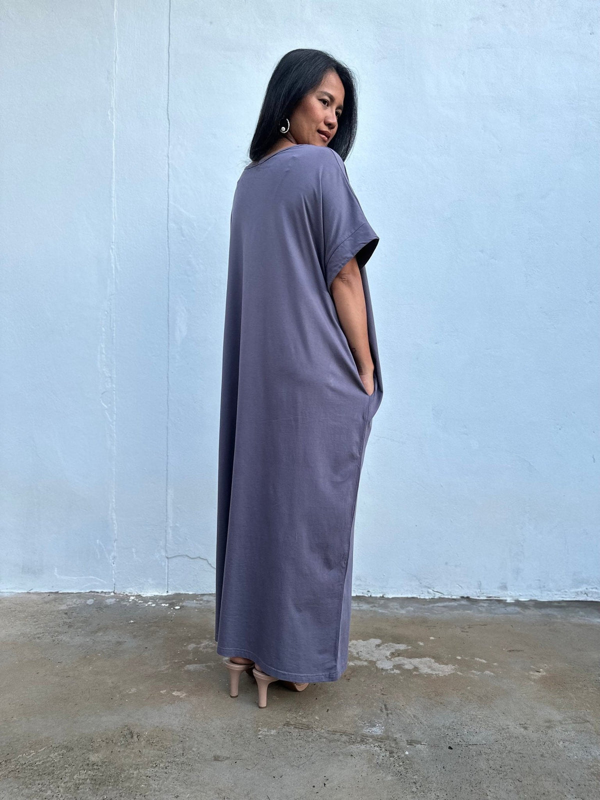 MALA handworks Alice Jersey Cotton Kaftan in Dark Gray