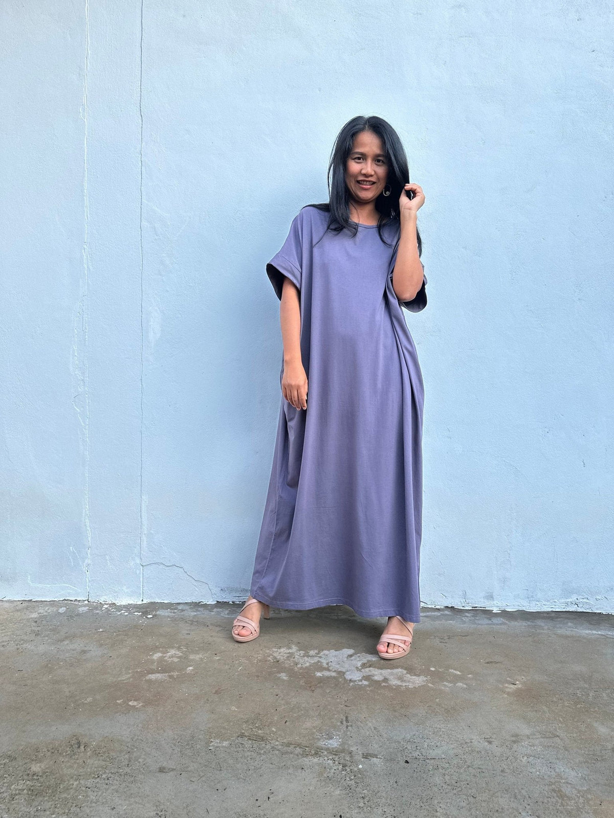 MALA handworks Alice Jersey Cotton Kaftan in Dark Gray