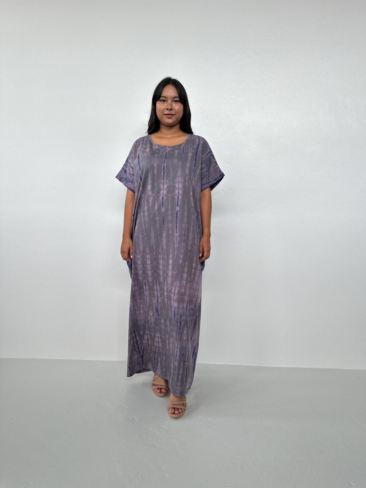 MALA handworks  Alice Jersey Cotton Kaftan in Deep Purple Tie Dye