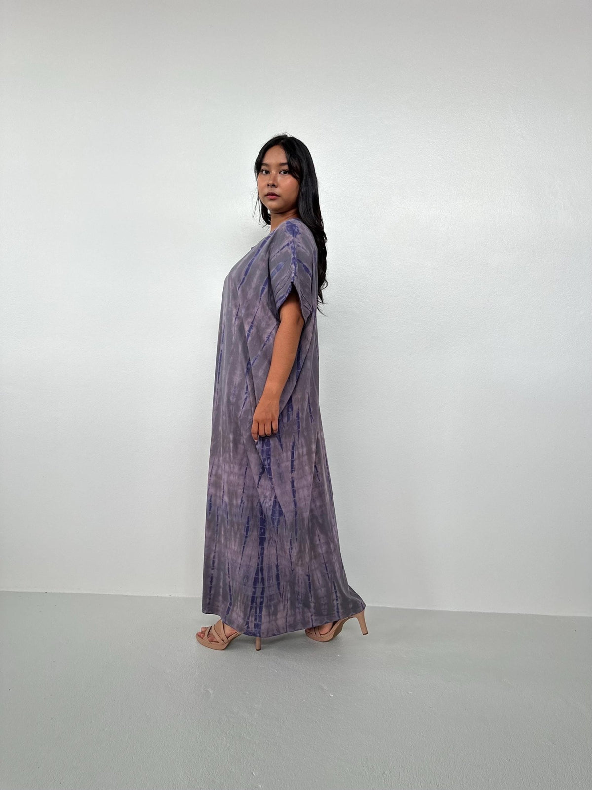 MALA handworks  Alice Jersey Cotton Kaftan in Deep Purple Tie Dye