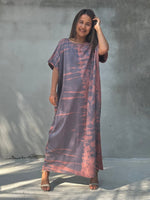 Mala Handworks Alice Jersey Cotton Kaftan in Gray Rainbow Tie Dye
