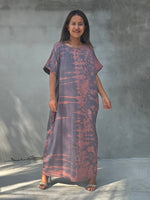 Mala Handworks Alice Jersey Cotton Kaftan in Gray Rainbow Tie Dye