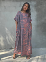 Mala Handworks Alice Jersey Cotton Kaftan in Gray Rainbow Tie Dye