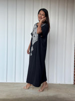 MALA handworks Alice Jersey Cotton Kaftan in Hand-Painted Batik Geometric Design