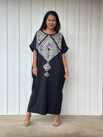 MALA handworks Alice Jersey Cotton Kaftan in Hand-Painted Batik Geometric Design