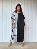 MALA handworks Alice Jersey Cotton Kaftan in Hand-Painted Batik Geometric Design