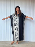 MALA handworks Alice Jersey Cotton Kaftan in Hand-Painted Batik Geometric Design