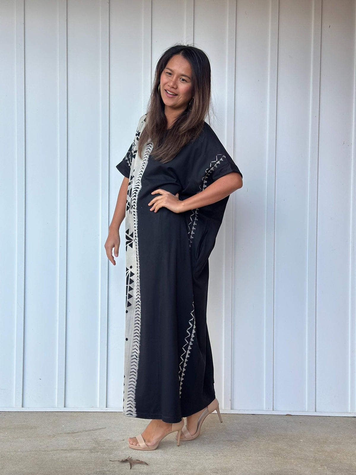 MALA handworks Alice Jersey Cotton Kaftan in Hand-Painted Batik Geometric Design