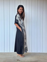 MALA handworks Alice Jersey Cotton Kaftan in Hand-Painted Batik Geometric Design
