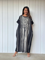 MALA handworks Alice Jersey Cotton Kaftan in Hand-Painted Batik Geometric Design