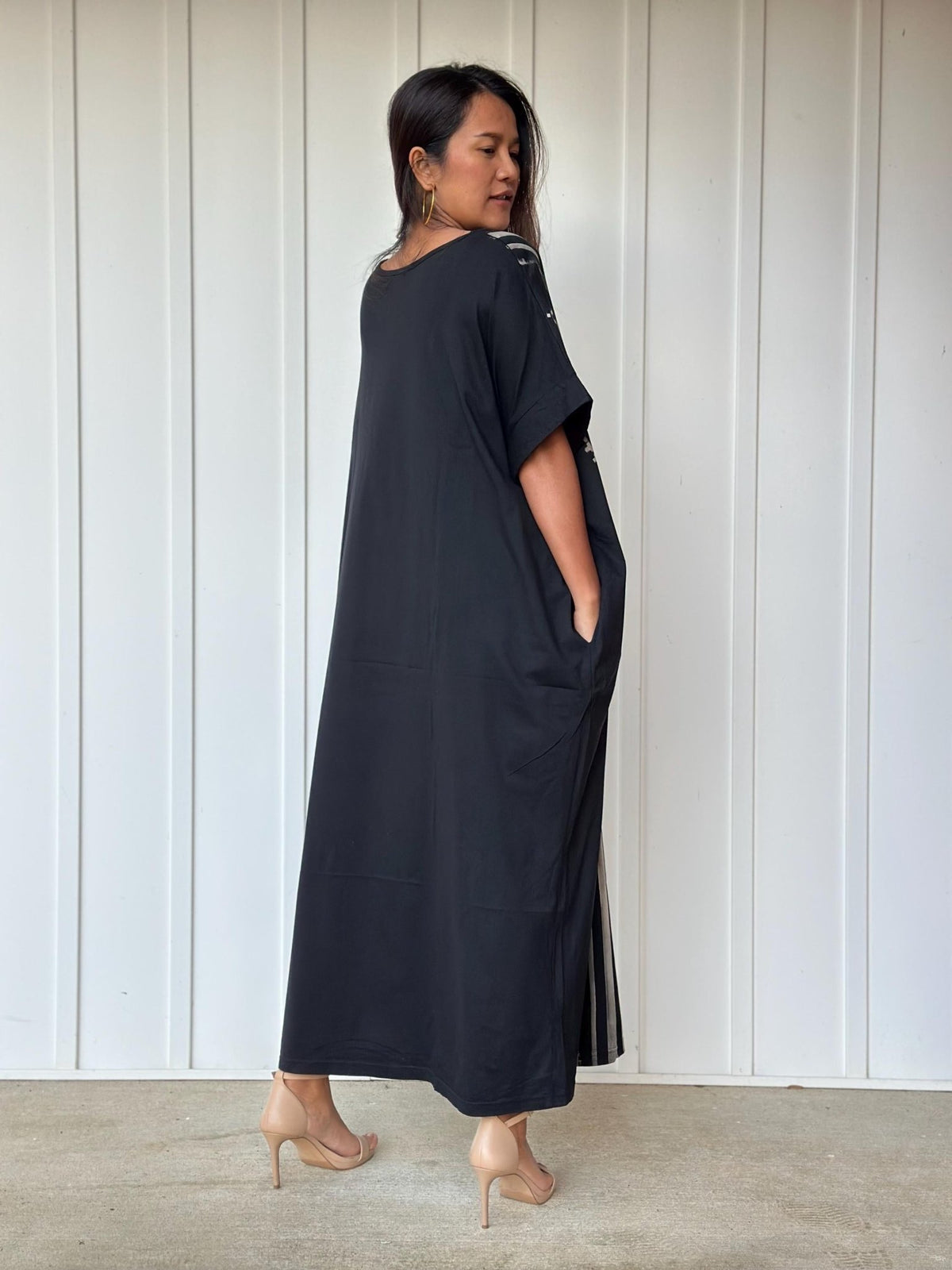 MALA handworks Alice Jersey Cotton Kaftan in Hand-Painted Batik Geometric Design