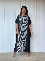 MALA handworks Alice Jersey Cotton Kaftan in Hand-Painted Batik Zebra Pattern