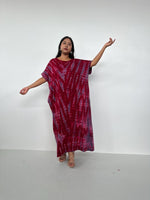 Mala Handworks Alice Jersey Cotton Kaftan in Merlot and Plum Tie Dye