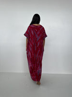 Mala Handworks Alice Jersey Cotton Kaftan in Merlot and Plum Tie Dye