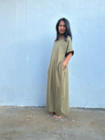 Mala Handworks Alice Jersey Cotton Kaftan in Olive