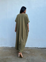 Mala Handworks Alice Jersey Cotton Kaftan in Olive