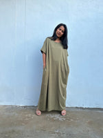 Mala Handworks Alice Jersey Cotton Kaftan in Olive