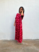 MALA handworks Alice Jersey Cotton Kaftan in Red and Pink Rainbow Tie Dye