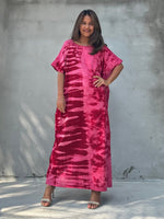 MALA handworks  Alice Jersey Cotton Kaftan in Red and Pink Tie Dye