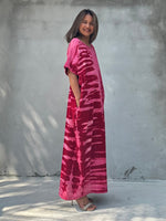 MALA handworks  Alice Jersey Cotton Kaftan in Red and Pink Tie Dye