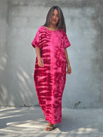 MALA handworks  Alice Jersey Cotton Kaftan in Red and Pink Tie Dye