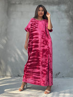 MALA handworks  Alice Jersey Cotton Kaftan in Red and Pink Tie Dye