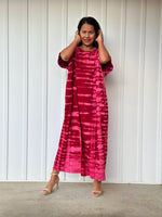 MALA handworks Alice Jersey Cotton Kaftan in Red and Pink Tie Dye
