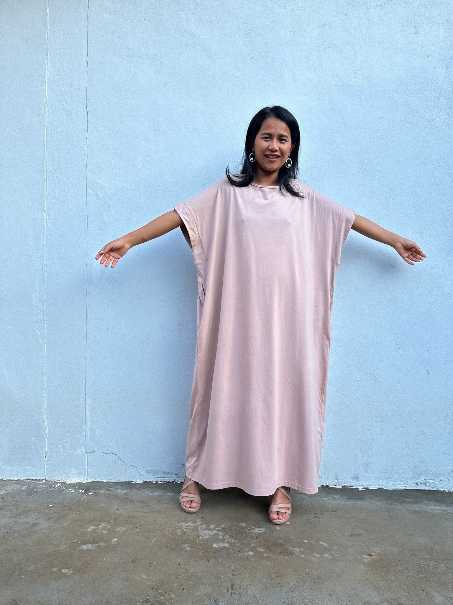 Mala Handworks Alice Jersey Cotton Kaftan in Tan