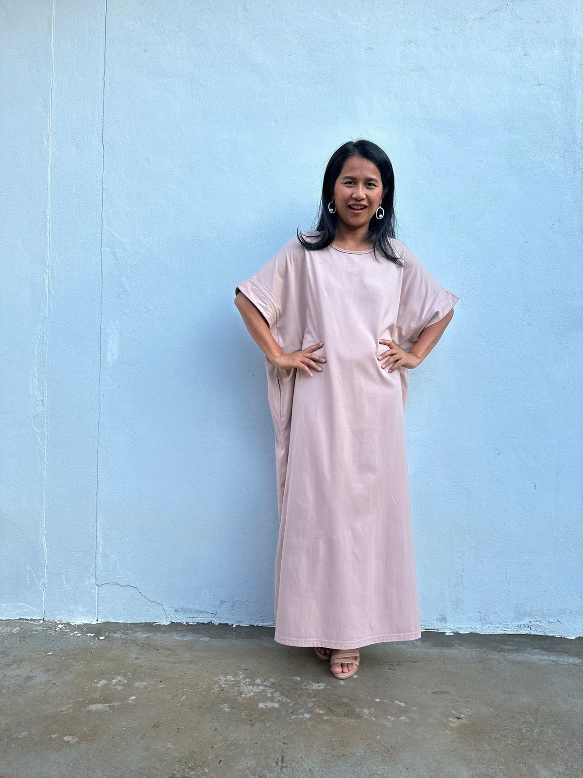 Mala Handworks Alice Jersey Cotton Kaftan in Tan