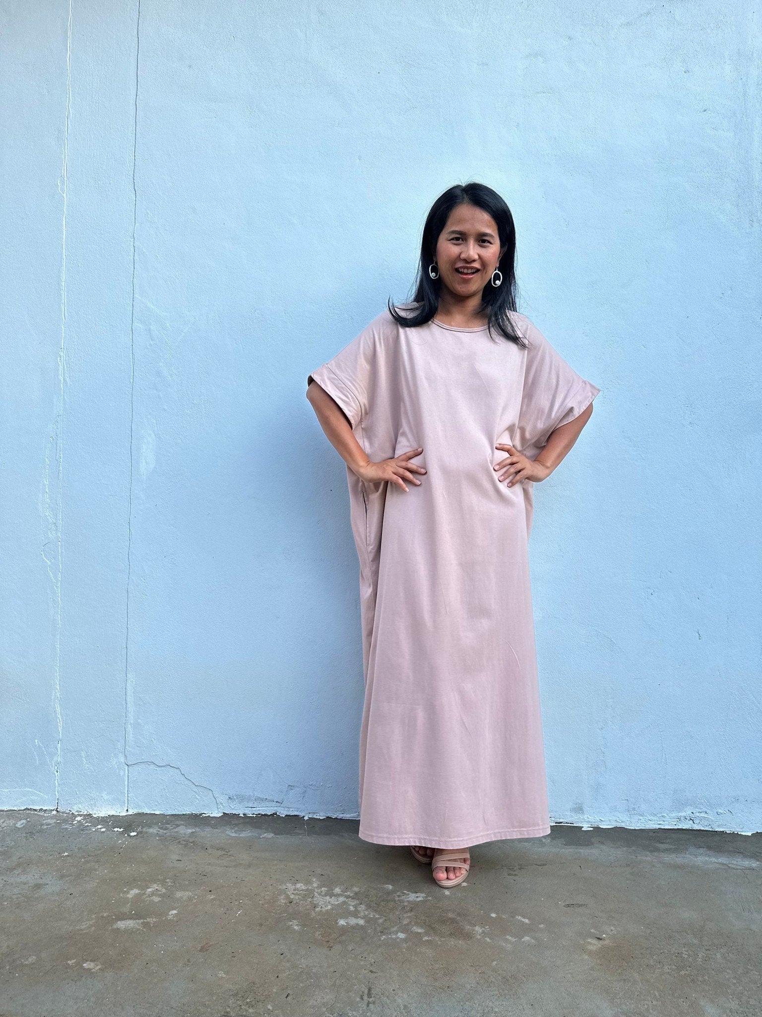 Mala Handworks Alice Jersey Cotton Kaftan in Tan
