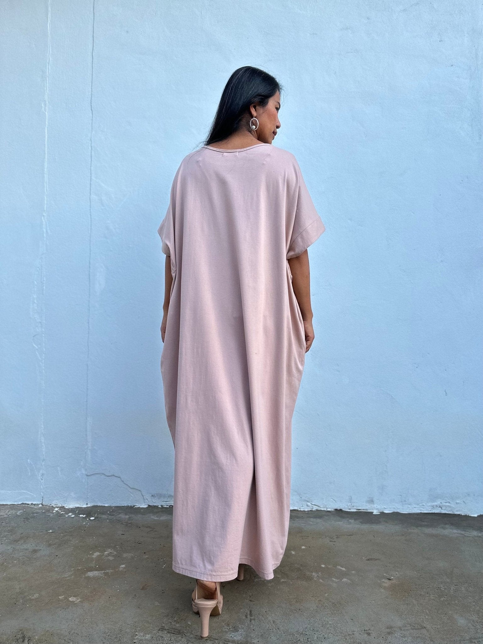 Mala Handworks Alice Jersey Cotton Kaftan in Tan