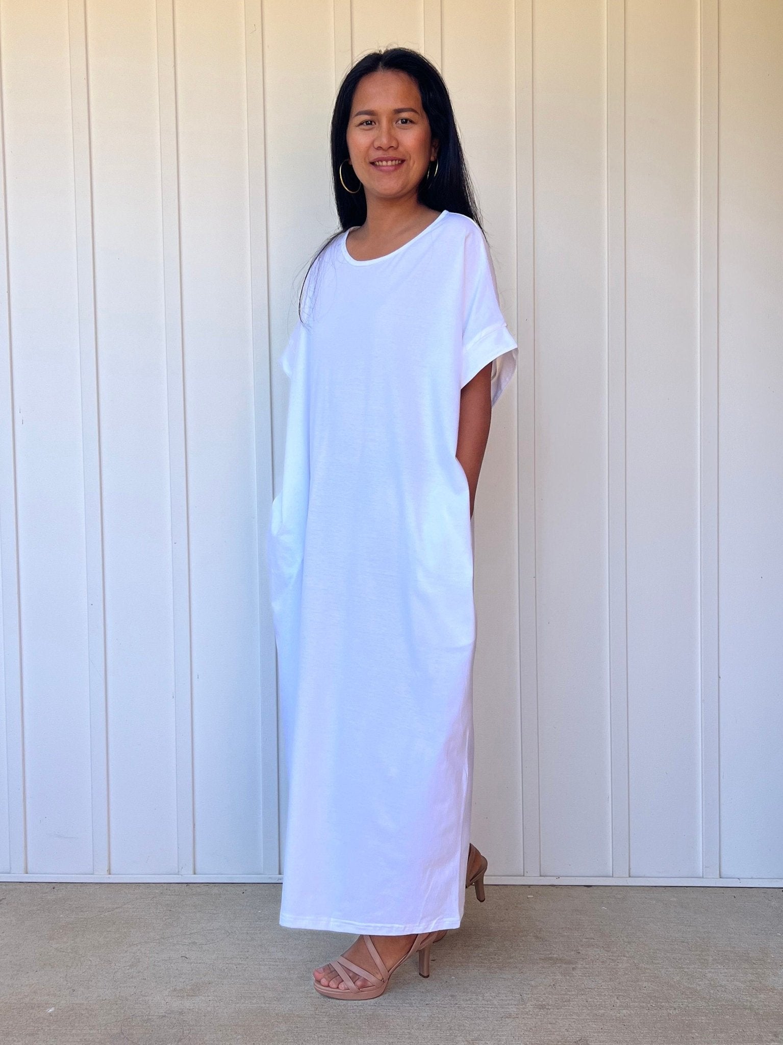 Mala Handworks Alice Jersey Cotton Kaftan in White