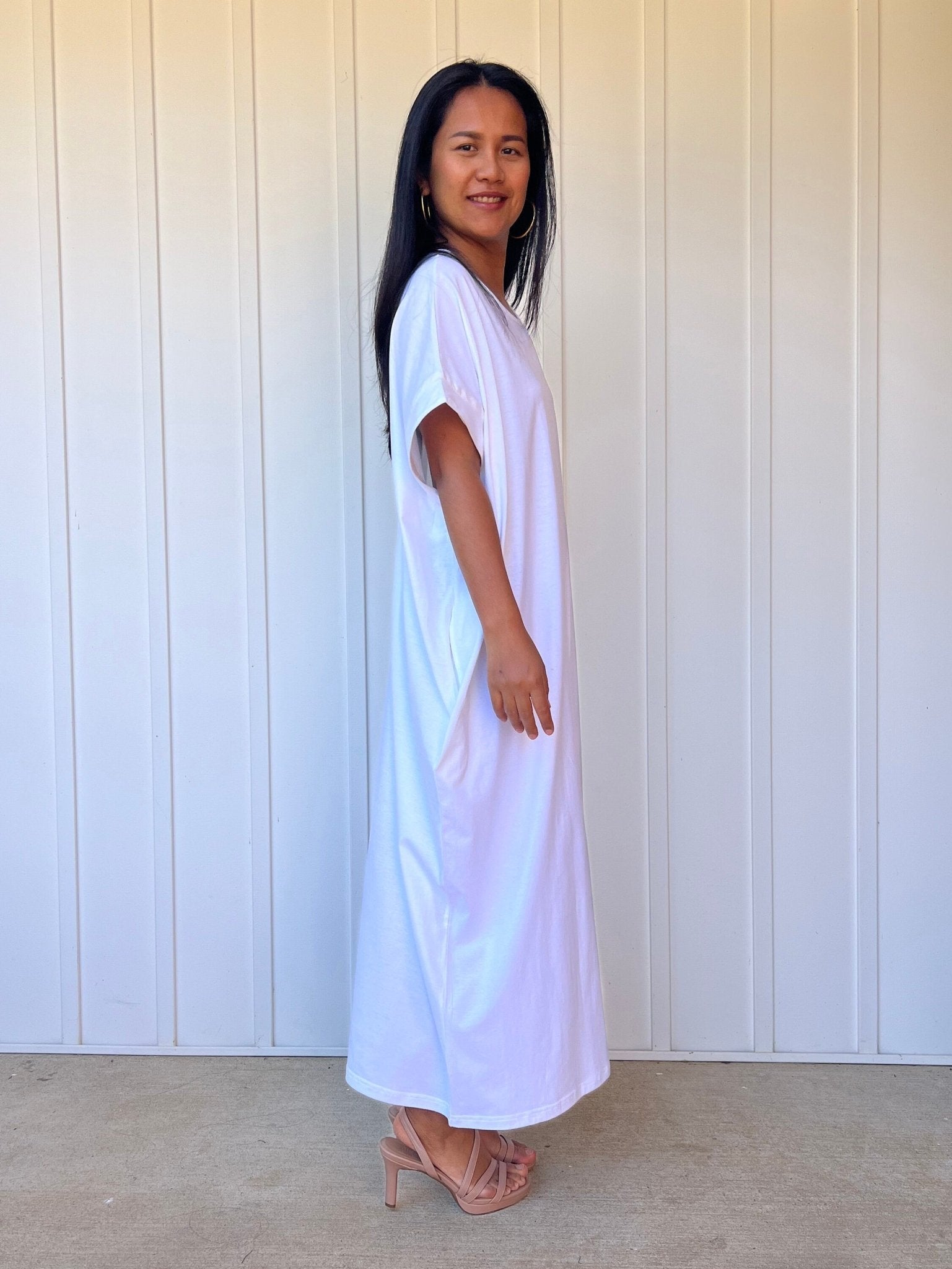 Mala Handworks Alice Jersey Cotton Kaftan in White