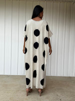 MALA handworks Alice White Jersey Cotton Kaftan with Black Polka Dots
